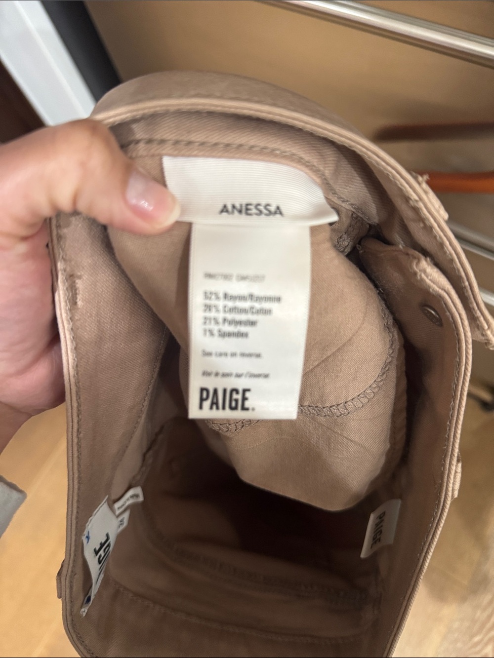 PAIGE Anessa Wide Leg Jeans Beige Sand High Rise Size 24 - Picture 7 of 7